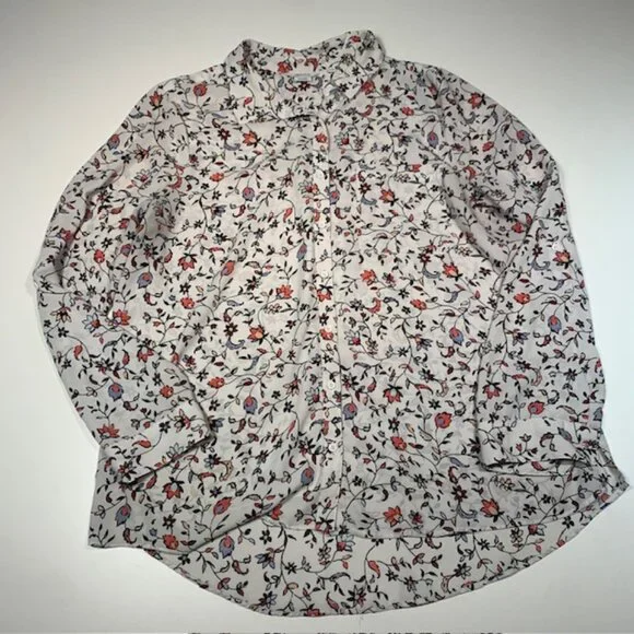 Reitmans Floral Blouse XL Lightweight Button Front Shirt Long Sleeve Boho Top - Picture 2 of 11